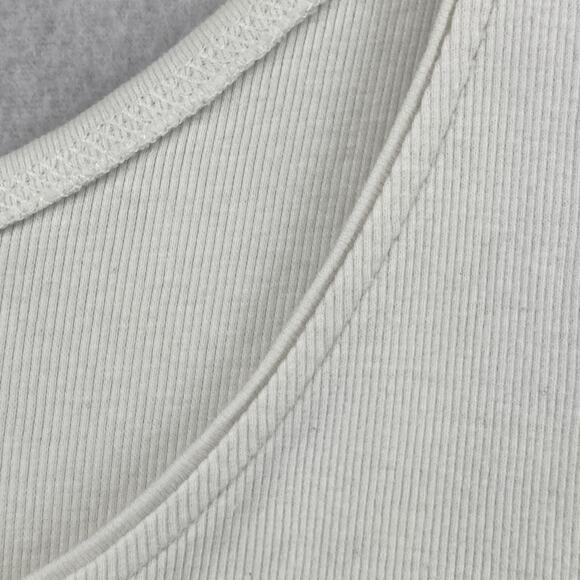 EILEEN FISHER Tank Top L Ribbed Organic Cotton Jersey Cami Scoop Neck Off White - Picture 6 of 13